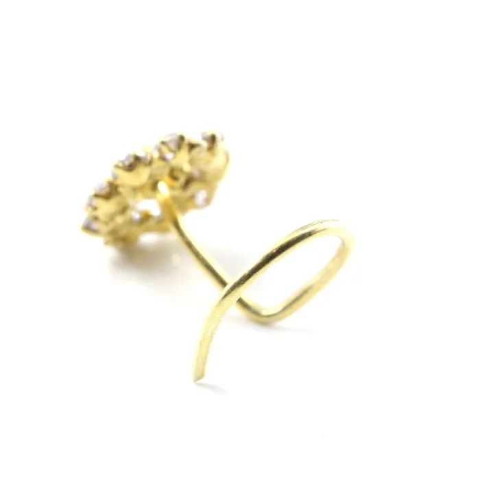 Indian medusa Real Sterling Silver White CZ Women Twisted nose stud nose ring 22g Karizma Jewels Rings