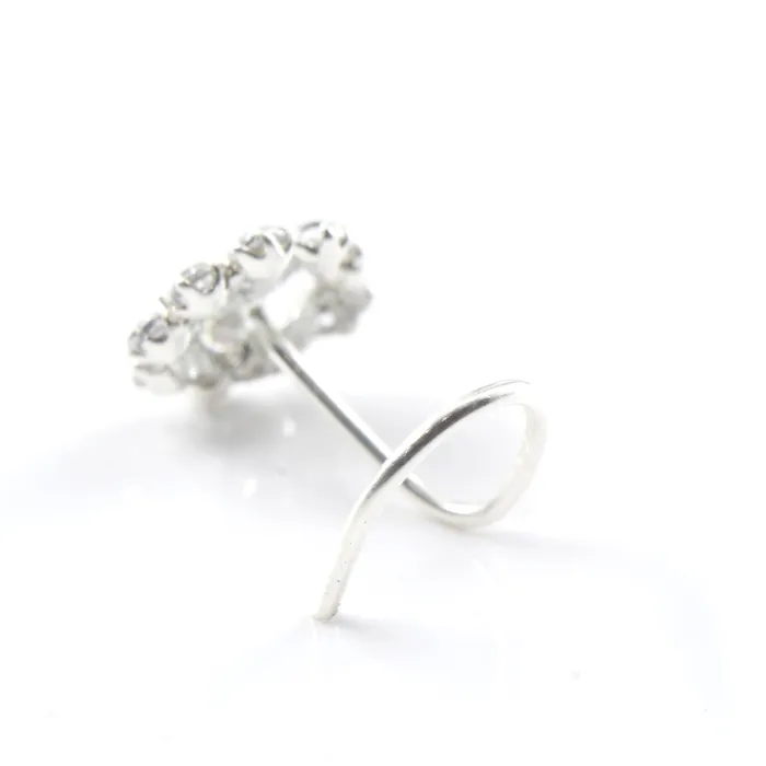 Indian medusa Real Sterling Silver White CZ Women Twisted nose stud nose ring 22g Karizma Jewels Rings