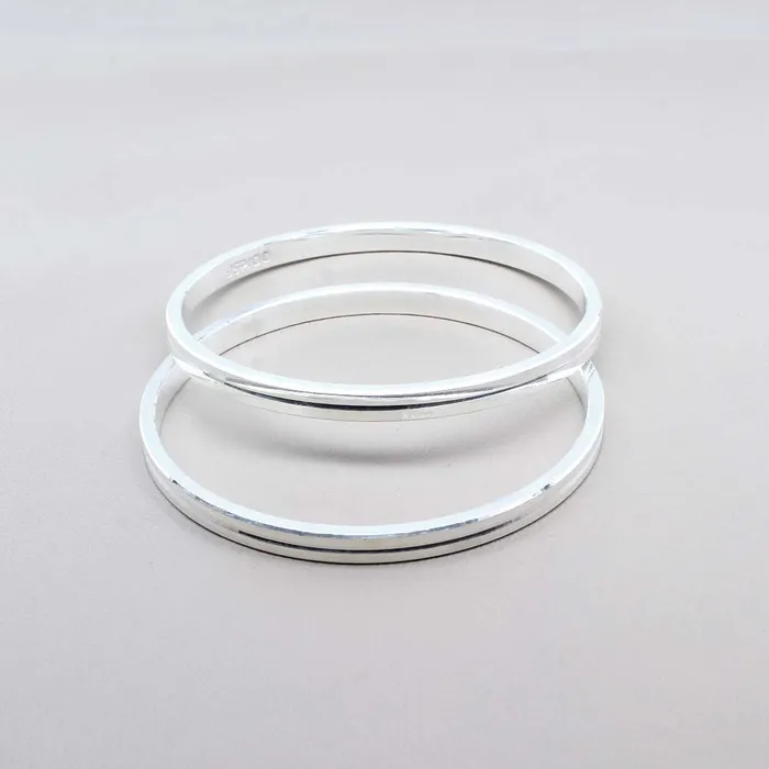 Karizma Jewels Bracelets Childrens Pure Silver Jointless solid Kada Bangle Bracelet Pair 5cm