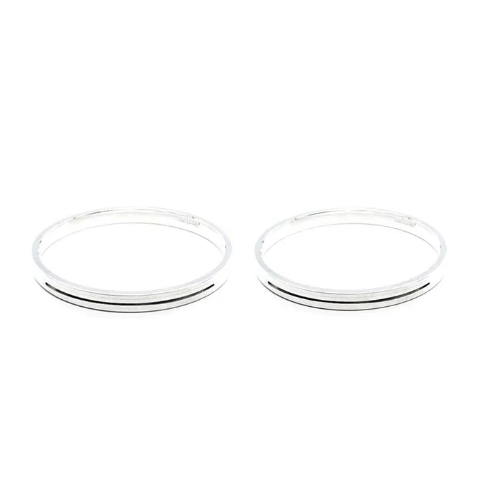 Karizma Jewels Bracelets Childrens Pure Silver Jointless solid Kada Bangle Bracelet Pair 5cm