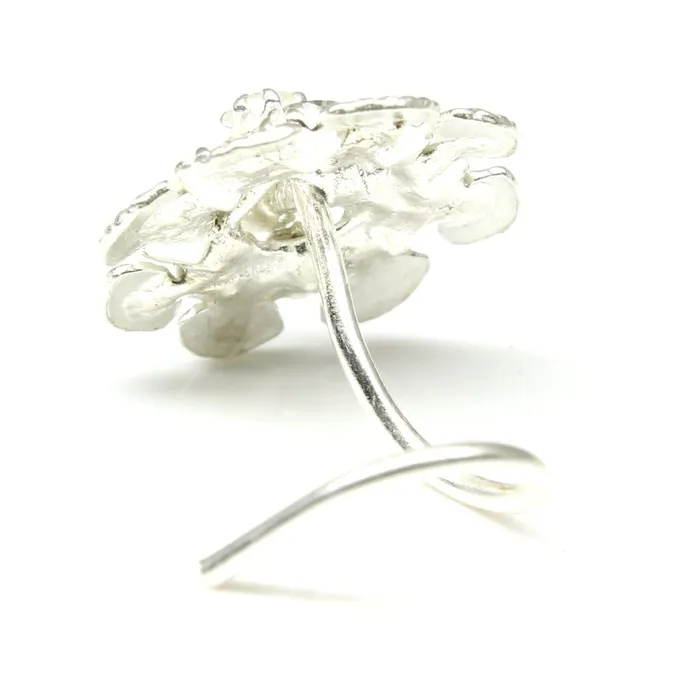 Karizma Jewels Rings Ethnic Indian 925 Sterling Silver Rose White CZ Studded Corkscrew nose ring 22g