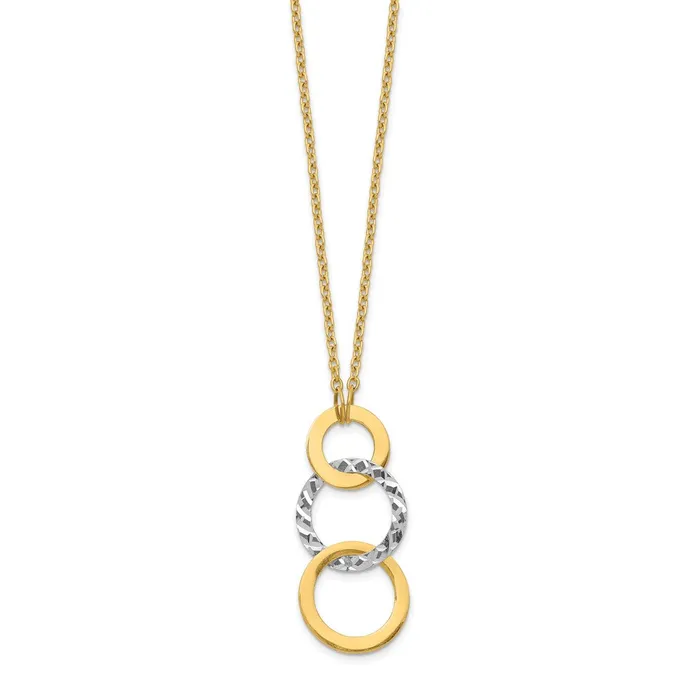 Necklaces 14k Twotone Polished Textured 3Circle NecklaceWBCSF255017 WB Choice Jewelry