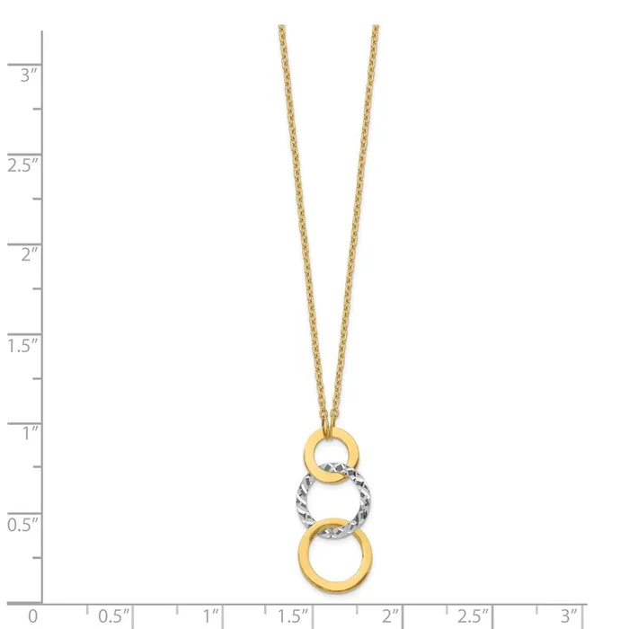 Necklaces 14k Twotone Polished Textured 3Circle NecklaceWBCSF255017 WB Choice Jewelry Necklaces 14k Twotone Polished Textured 3Circle NecklaceWBCSF255017 WB Choice Jewelry