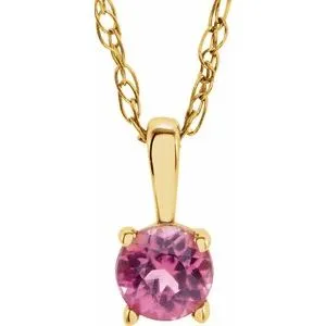 Necklaces 14K Yellow 3 mm Round Imitation Pink Tourmaline Youth Birthstone 14 Necklace2839370053PSTWBC WB Choice Jewelry Necklaces 14K Yellow 3 mm Round Imitation Pink Tourmaline Youth Birthstone 14 Necklace2839370053PSTWBC WB Choice Jewelry