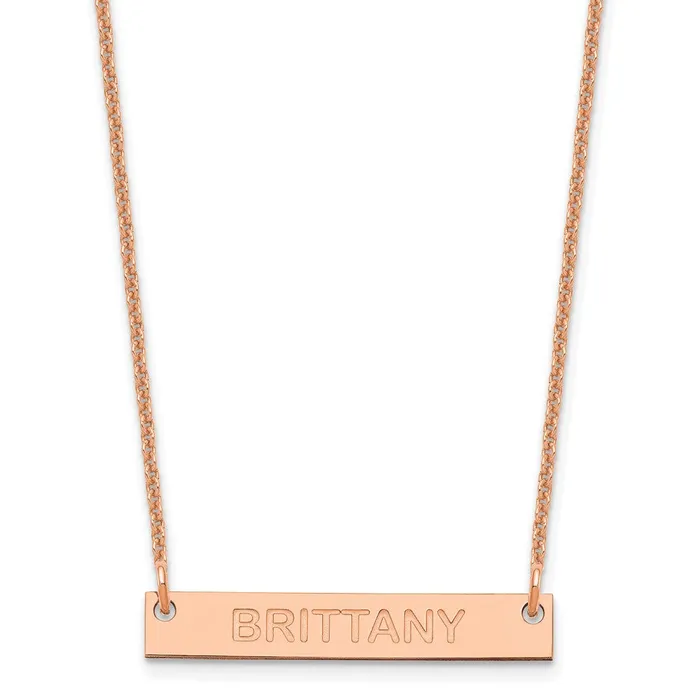 Necklaces WB Choice Jewelry 14K Rose Gold Small Polished Capitalized Arial Rounded Bar NecklaceWBCXNA643R Necklaces WB Choice Jewelry 14K Rose Gold Small Polished Capitalized Arial Rounded Bar NecklaceWBCXNA643R