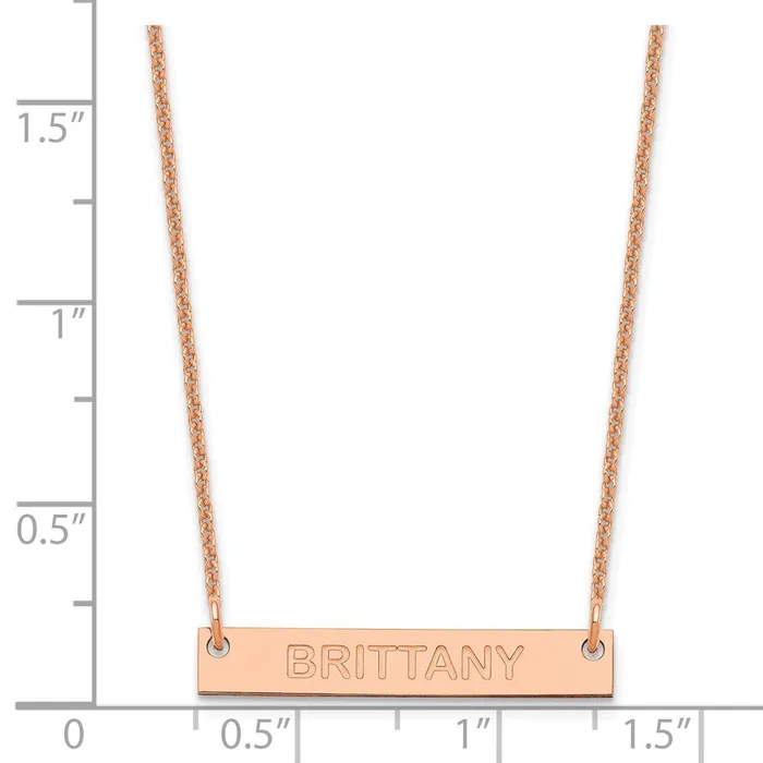 Necklaces WB Choice Jewelry 14K Rose Gold Small Polished Capitalized Arial Rounded Bar NecklaceWBCXNA643R Necklaces WB Choice Jewelry 14K Rose Gold Small Polished Capitalized Arial Rounded Bar NecklaceWBCXNA643R