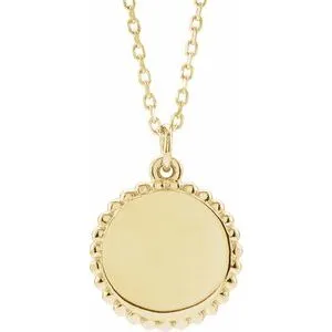 Necklaces WB Choice Jewelry 14K Yellow Beaded Disc 1618 Necklace86472117PSTWBC Necklaces WB Choice Jewelry 14K Yellow Beaded Disc 1618 Necklace86472117PSTWBC