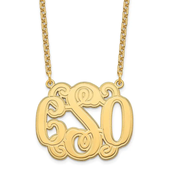 Necklaces WB Choice Jewelry SSGoldplated Medium Polished Etched Outline Monogram NecklaceWBCXNA540GP Necklaces WB Choice Jewelry SSGoldplated Medium Polished Etched Outline Monogram NecklaceWBCXNA540GP