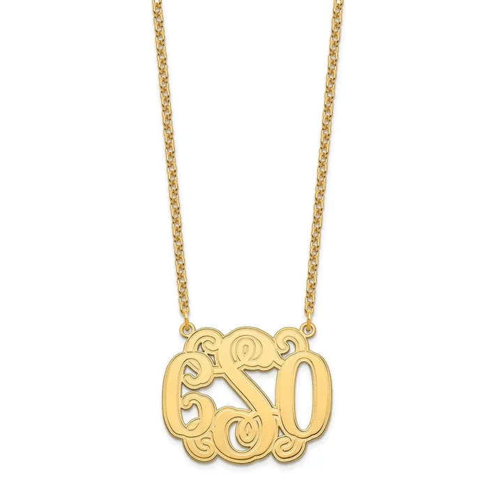 Necklaces WB Choice Jewelry SSGoldplated Medium Polished Etched Outline Monogram NecklaceWBCXNA540GP Necklaces WB Choice Jewelry SSGoldplated Medium Polished Etched Outline Monogram NecklaceWBCXNA540GP