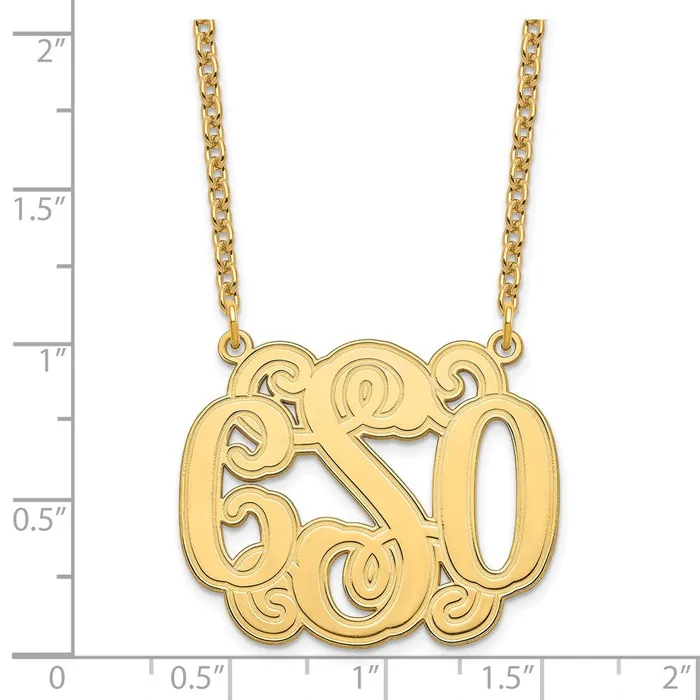 Necklaces WB Choice Jewelry SSGoldplated Medium Polished Etched Outline Monogram NecklaceWBCXNA540GP Necklaces WB Choice Jewelry SSGoldplated Medium Polished Etched Outline Monogram NecklaceWBCXNA540GP