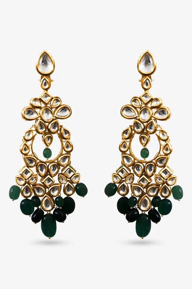 PRERTO ECOMMERCE PRIVATE LIMITED Earrings Fai Green Kundan Earrings