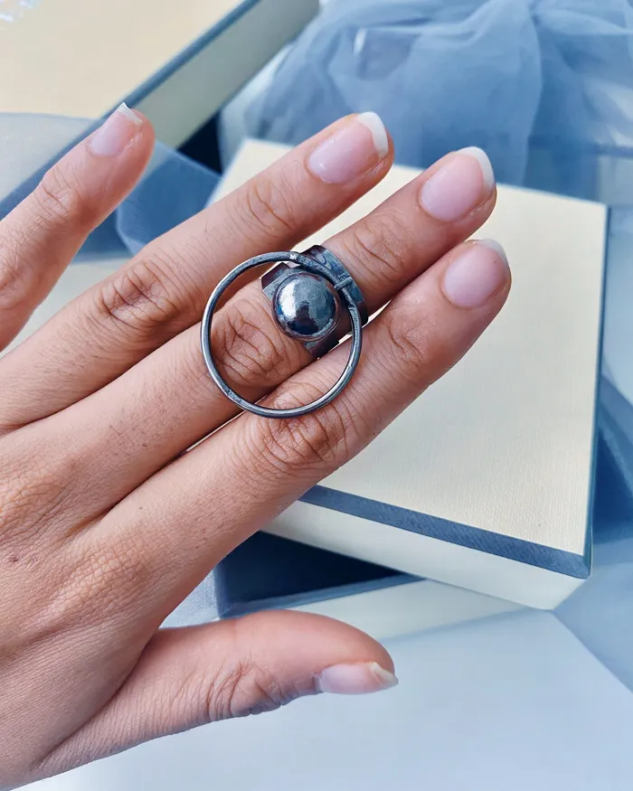 PRERTO ECOMMERCE PRIVATE LIMITED Rings Gunmetal Ball Hoop Ring