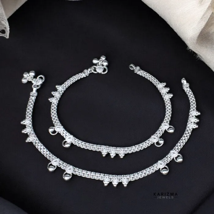 Rings Karizma Jewels Indian Boho design Sterling Silver Indian women Anklets Ankle Pair 105