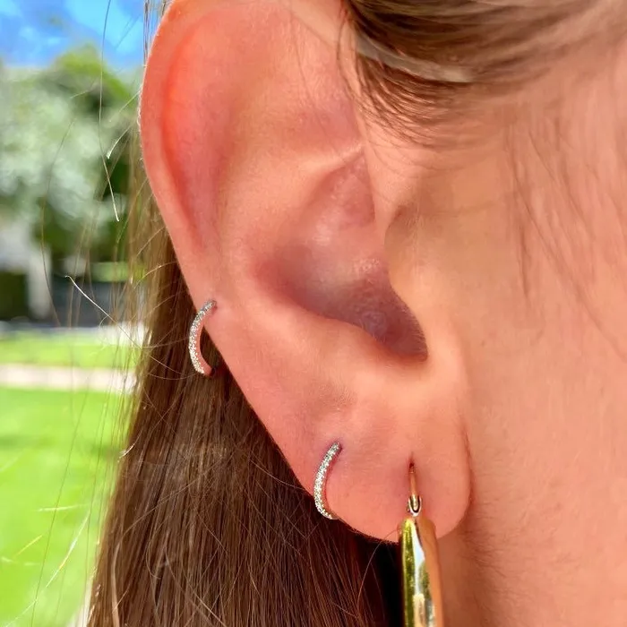 Shylee Rose Jewelry Earrings Tiny Diamond Huggie Earrings