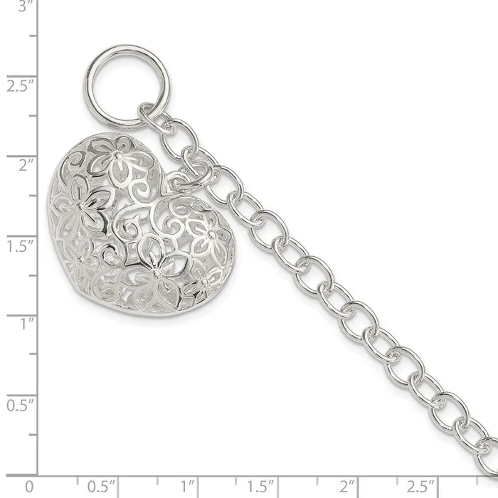 Sterling Silver Puffed Filigree Heart Toggle BraceletWBCQG2978775 WB Choice Jewelry Bracelets Sterling Silver Puffed Filigree Heart Toggle BraceletWBCQG2978775 WB Choice Jewelry Bracelets