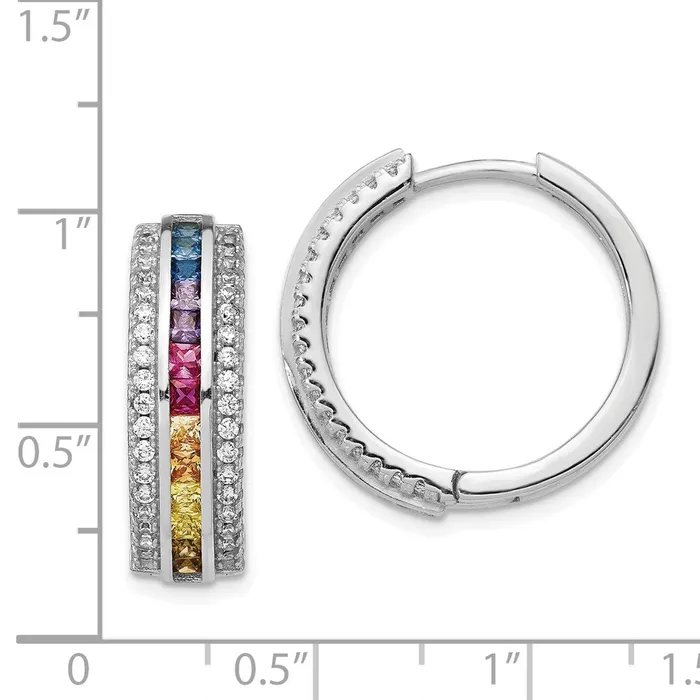 Sterling Silver Rhodiumplated Channel Set Colorful CZ Hoop EarringsWBCQE14457 WB Choice Jewelry Earrings Sterling Silver Rhodiumplated Channel Set Colorful CZ Hoop EarringsWBCQE14457 WB Choice Jewelry Earrings