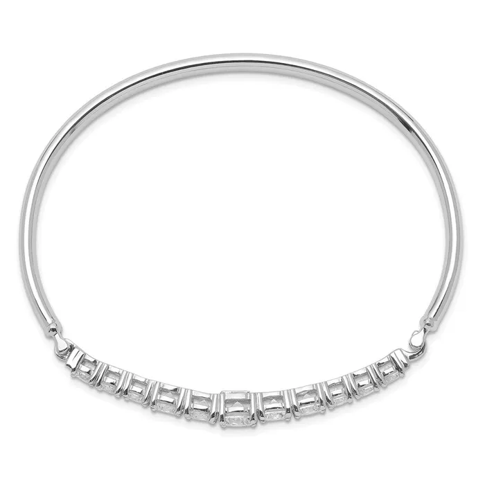 Sterling Silver Rhodiumplated Graduated CZ Hinged BangleWBCQB1280 WB Choice Jewelry Rings Sterling Silver Rhodiumplated Graduated CZ Hinged BangleWBCQB1280 WB Choice Jewelry Rings