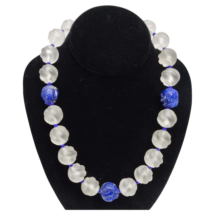 Vintage by Misty Necklaces Lapis Lazuli Crystal 14K Gold Beaded Necklace