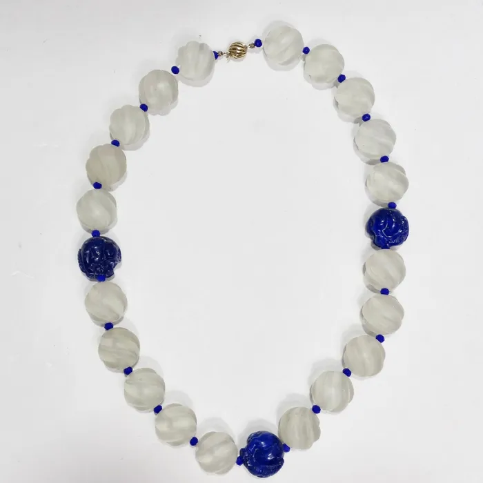 Vintage by Misty Necklaces Lapis Lazuli Crystal 14K Gold Beaded Necklace