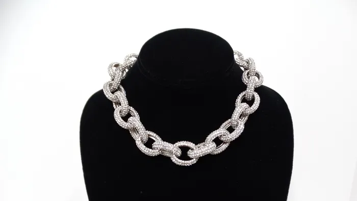 Vintage by Misty Rhinestone SilverTone Chunky Link Chain Choker Necklace Necklaces