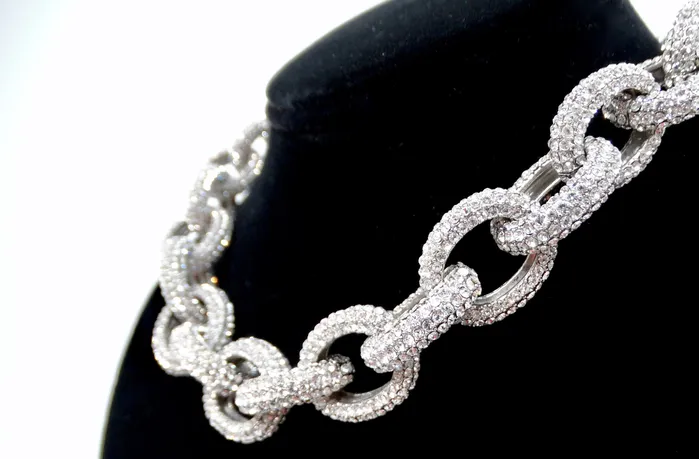 Vintage by Misty Rhinestone SilverTone Chunky Link Chain Choker Necklace Necklaces