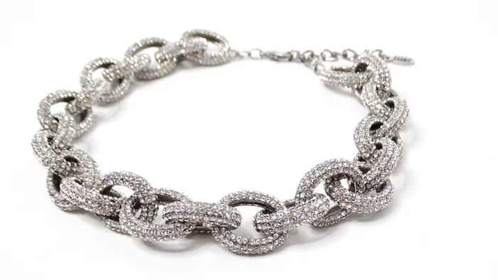 Vintage by Misty Rhinestone SilverTone Chunky Link Chain Choker Necklace Necklaces