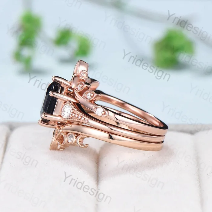 Vintage Retro Blue Sandstone Ring Set Silver Gold Engagement Ring Anniversary Gift For Her Rose Gold Hexagon Bridal Ring Set Proposal Gift PENFINE Rings Vintage Retro Blue Sandstone Ring Set Silver Gold Engagement Ring Anniversary Gift For Her Rose Gold Hexagon Bridal Ring Set Proposal Gift PENFINE Rings