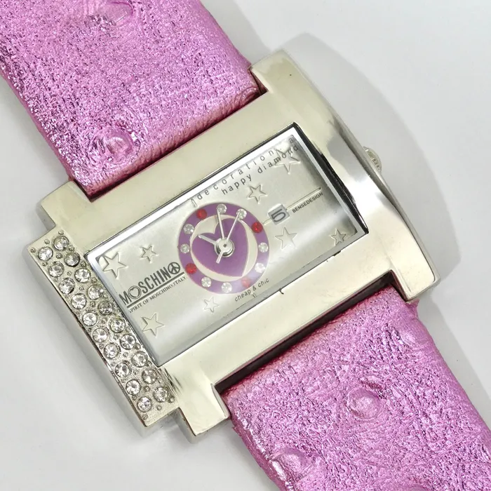 Watches Vintage by Misty Moschino 1980s Pink Crystal Watch