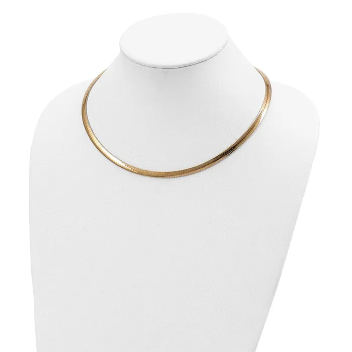 WB Choice Jewelry 14k 5mm Reversible White Yellow Domed Omega NecklaceWBCROM516 Necklaces WB Choice Jewelry 14k 5mm Reversible White Yellow Domed Omega NecklaceWBCROM516 Necklaces