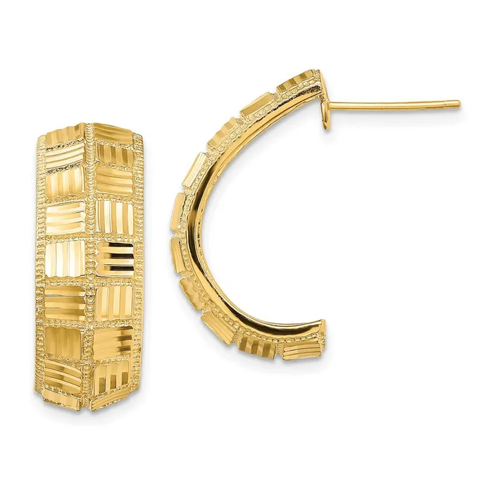 WB Choice Jewelry 14K DiamondCut Square JHoop Post EarringsWBCK4356 Earrings WB Choice Jewelry 14K DiamondCut Square JHoop Post EarringsWBCK4356 Earrings