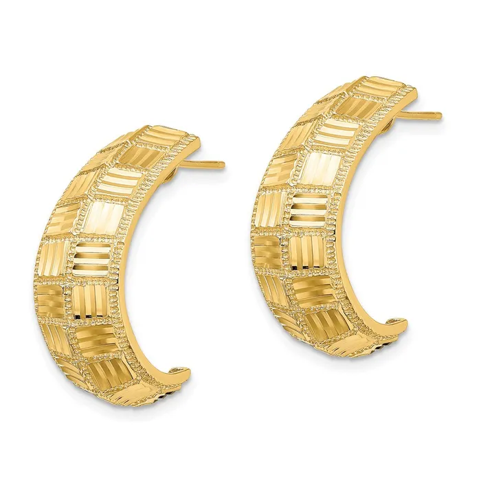 WB Choice Jewelry 14K DiamondCut Square JHoop Post EarringsWBCK4356 Earrings WB Choice Jewelry 14K DiamondCut Square JHoop Post EarringsWBCK4356 Earrings