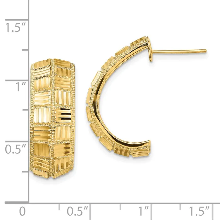 WB Choice Jewelry 14K DiamondCut Square JHoop Post EarringsWBCK4356 Earrings WB Choice Jewelry 14K DiamondCut Square JHoop Post EarringsWBCK4356 Earrings
