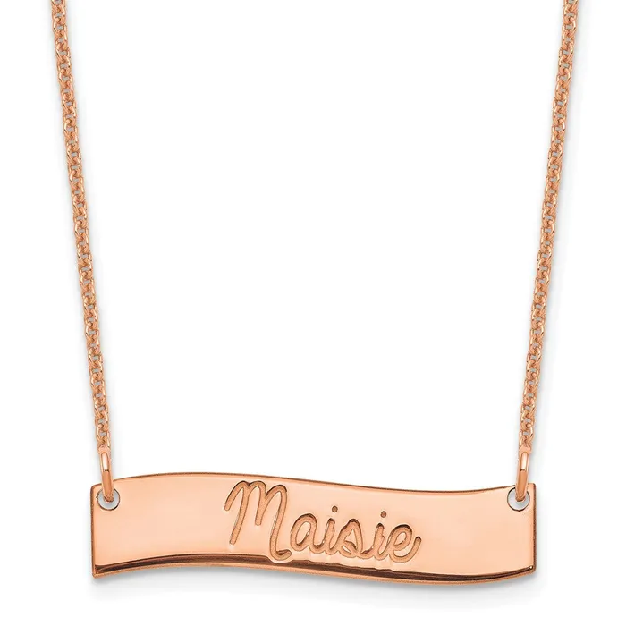 WB Choice Jewelry 14K Rose Gold Small Polished Curved Bar NecklaceWBCXNA1255R Necklaces WB Choice Jewelry 14K Rose Gold Small Polished Curved Bar NecklaceWBCXNA1255R Necklaces