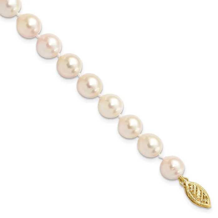 WB Choice Jewelry Bracelets 14k 78mm Round White Saltwater Akoya Cultured Pearl BraceletWBCPL70AA7 WB Choice Jewelry Bracelets 14k 78mm Round White Saltwater Akoya Cultured Pearl BraceletWBCPL70AA7