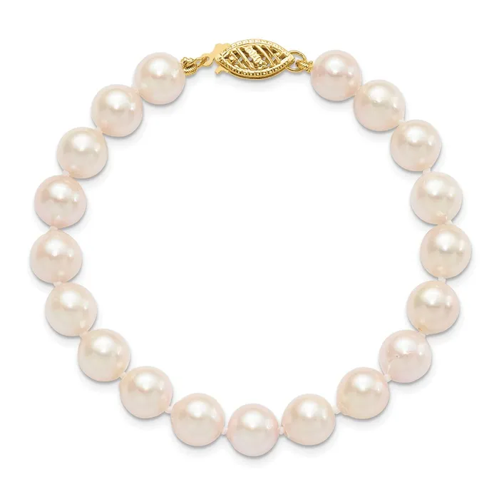 WB Choice Jewelry Bracelets 14k 78mm Round White Saltwater Akoya Cultured Pearl BraceletWBCPL70AA7 WB Choice Jewelry Bracelets 14k 78mm Round White Saltwater Akoya Cultured Pearl BraceletWBCPL70AA7