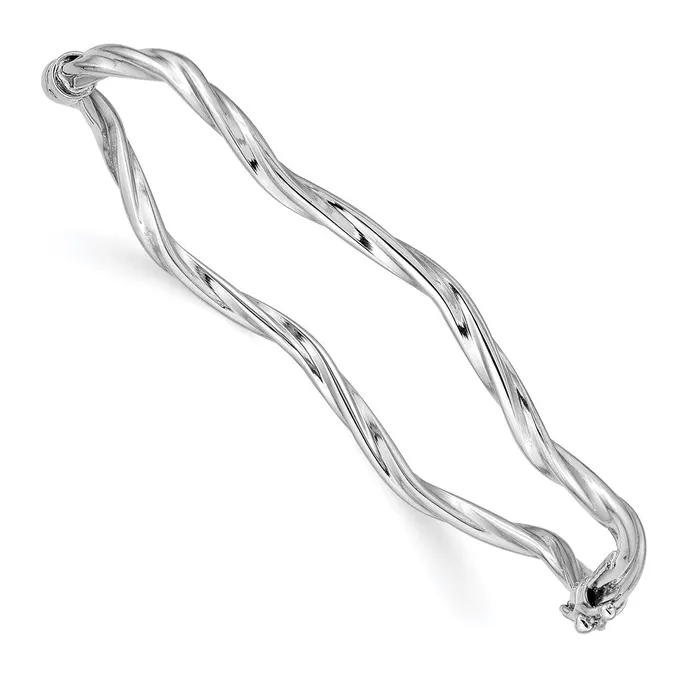 WB Choice Jewelry Bracelets 14k White Gold Polished Twisted Hinged Bangle BraceletWBCDB623 WB Choice Jewelry Bracelets 14k White Gold Polished Twisted Hinged Bangle BraceletWBCDB623
