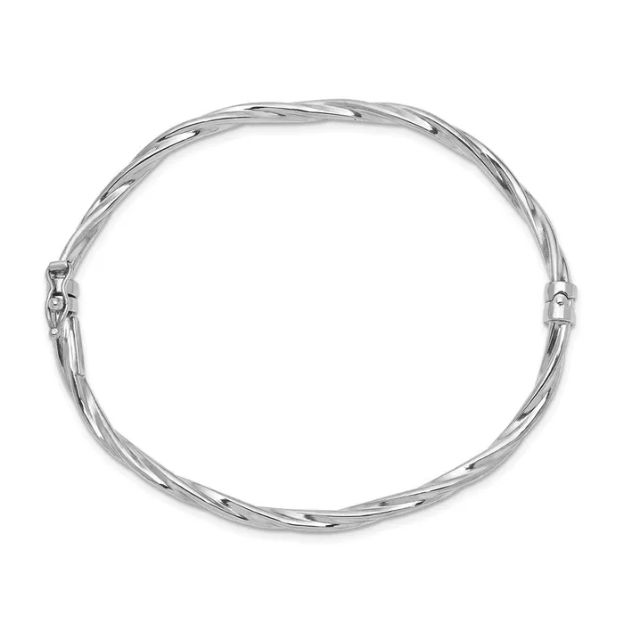 WB Choice Jewelry Bracelets 14k White Gold Polished Twisted Hinged Bangle BraceletWBCDB623 WB Choice Jewelry Bracelets 14k White Gold Polished Twisted Hinged Bangle BraceletWBCDB623
