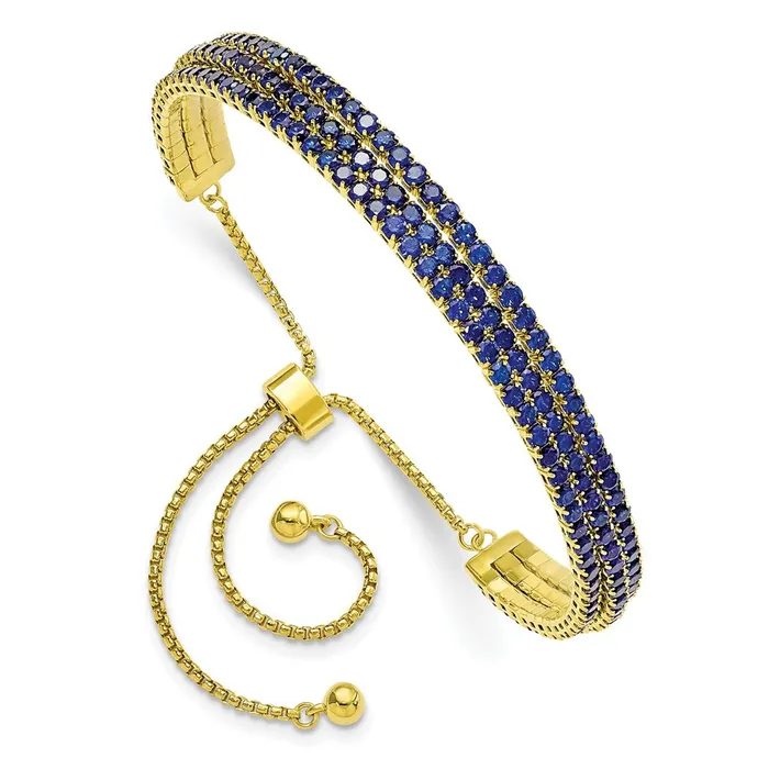 WB Choice Jewelry Bracelets SS Gold Tone September Blue Triple CZ Adjustable BraceletWBCQG5697SEP WB Choice Jewelry Bracelets SS Gold Tone September Blue Triple CZ Adjustable BraceletWBCQG5697SEP