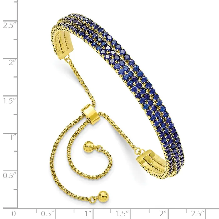 WB Choice Jewelry Bracelets SS Gold Tone September Blue Triple CZ Adjustable BraceletWBCQG5697SEP WB Choice Jewelry Bracelets SS Gold Tone September Blue Triple CZ Adjustable BraceletWBCQG5697SEP