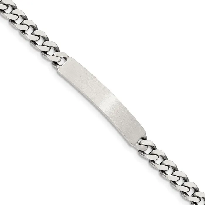WB Choice Jewelry Bracelets Sterling Silver 8inch Engraveable Antiqued Curb Link ID BraceletWBCQID1188 WB Choice Jewelry Bracelets Sterling Silver 8inch Engraveable Antiqued Curb Link ID BraceletWBCQID1188