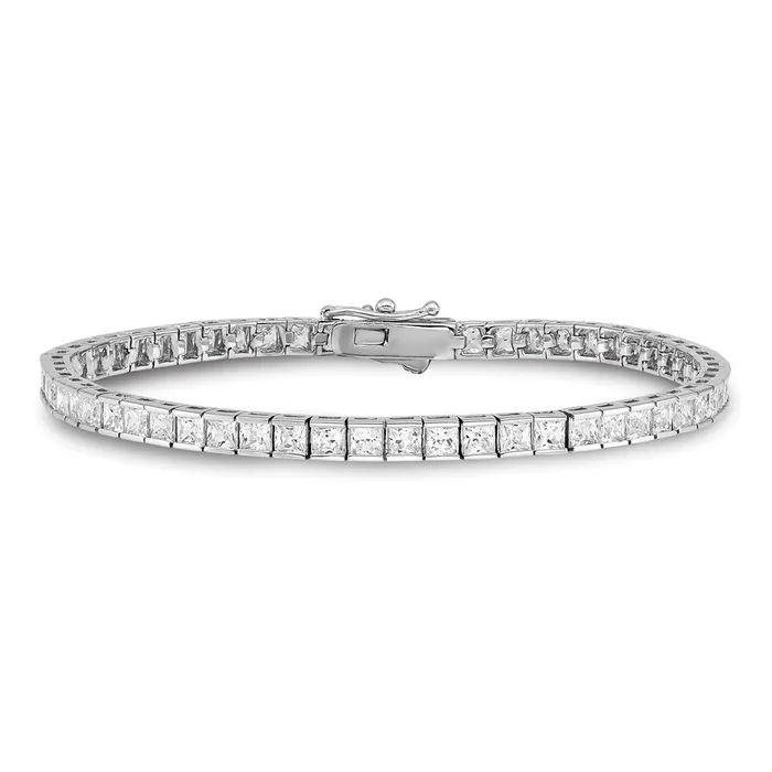 WB Choice Jewelry Bracelets Sterling Silver Rhodium Plated CZ 7in BraceletWBCQG34957 WB Choice Jewelry Bracelets Sterling Silver Rhodium Plated CZ 7in BraceletWBCQG34957