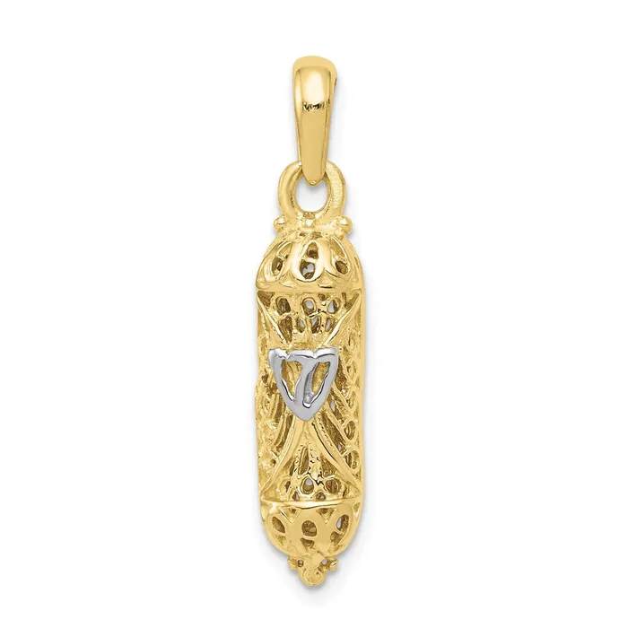 WB Choice Jewelry Charm Necklaces 10k Rhodium Mezuzah wShin CharmWBC10CG38 WB Choice Jewelry Charm Necklaces 10k Rhodium Mezuzah wShin CharmWBC10CG38