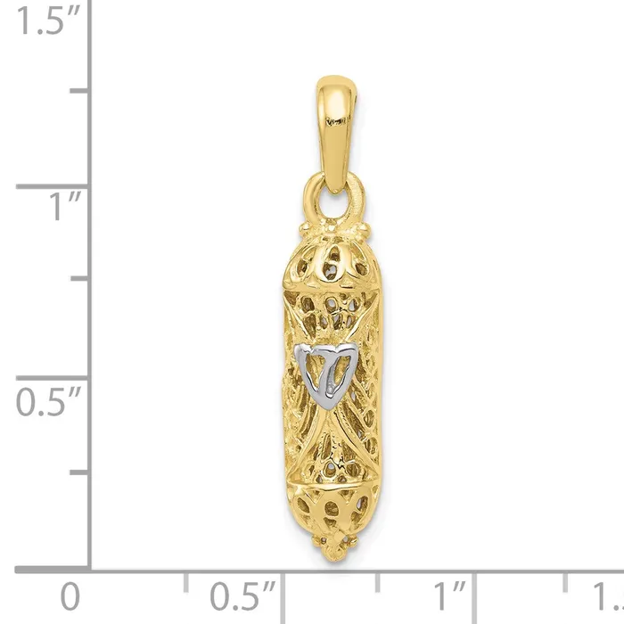 WB Choice Jewelry Charm Necklaces 10k Rhodium Mezuzah wShin CharmWBC10CG38 WB Choice Jewelry Charm Necklaces 10k Rhodium Mezuzah wShin CharmWBC10CG38
