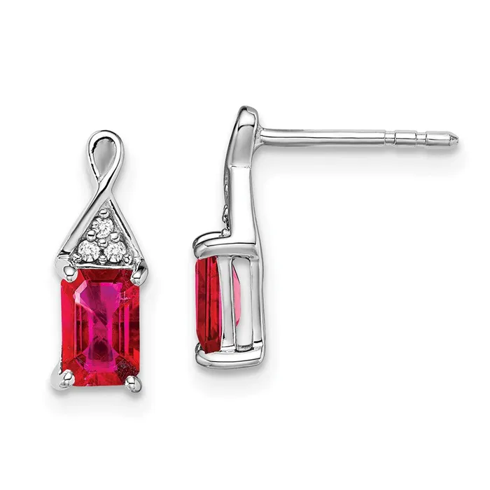WB Choice Jewelry Earrings 14k White Gold Ruby and Diamond EarringsWBCEM7187RU004WA WB Choice Jewelry Earrings 14k White Gold Ruby and Diamond EarringsWBCEM7187RU004WA