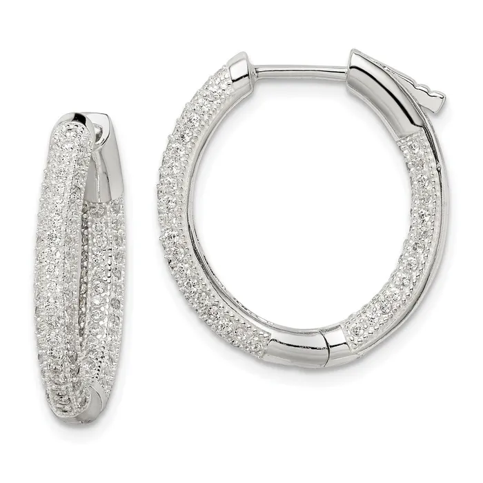 WB Choice Jewelry Earrings Sterling Silver CZ Hinged Hoop EarringsWBCQE14613 WB Choice Jewelry Earrings Sterling Silver CZ Hinged Hoop EarringsWBCQE14613