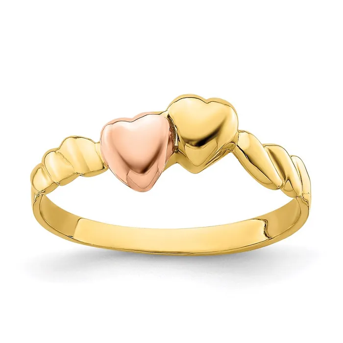 WB Choice Jewelry Rings 14k TwoTone Two Hearts Ridged BandR928WBC
