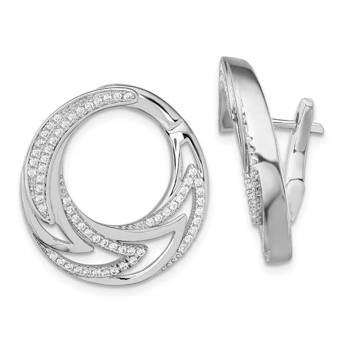 WB Choice Jewelry Sterling Silver Rhodiumplated CZ Hinged Hoop EarringsWBCQE13725 Earrings WB Choice Jewelry Sterling Silver Rhodiumplated CZ Hinged Hoop EarringsWBCQE13725 Earrings
