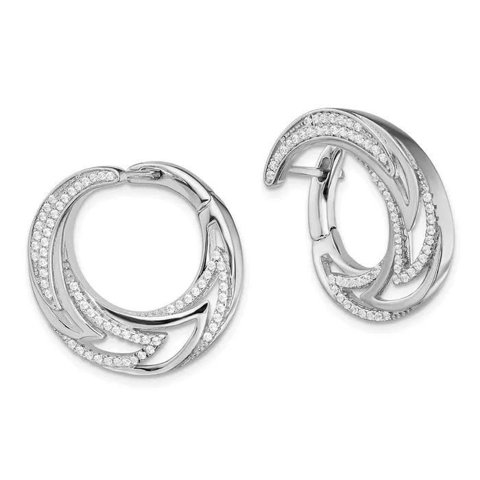 WB Choice Jewelry Sterling Silver Rhodiumplated CZ Hinged Hoop EarringsWBCQE13725 Earrings WB Choice Jewelry Sterling Silver Rhodiumplated CZ Hinged Hoop EarringsWBCQE13725 Earrings
