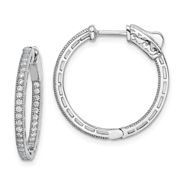 WB Choice Jewelry Sterling Silver Rhodiumplated CZ In and Out Hoop EarringsWBCQE11072 Earrings WB Choice Jewelry Sterling Silver Rhodiumplated CZ In and Out Hoop EarringsWBCQE11072 Earrings