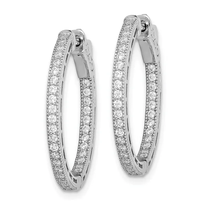 WB Choice Jewelry Sterling Silver Rhodiumplated CZ In and Out Hoop EarringsWBCQE11072 Earrings WB Choice Jewelry Sterling Silver Rhodiumplated CZ In and Out Hoop EarringsWBCQE11072 Earrings